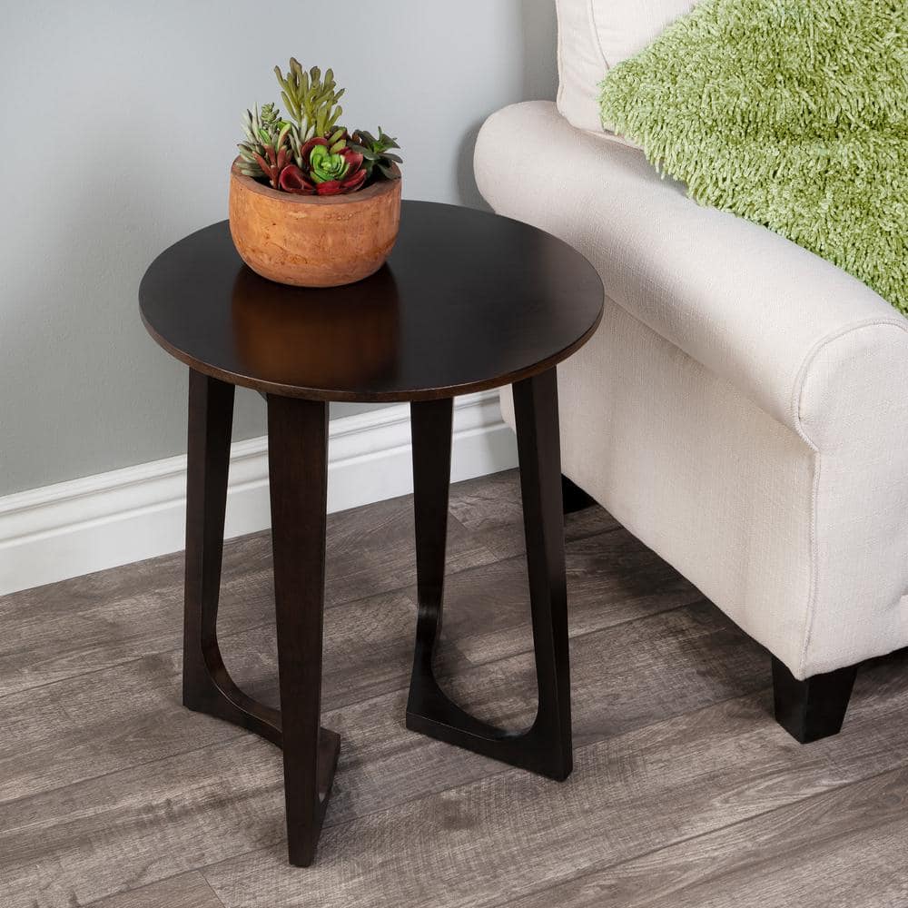 Espresso Sheesham Solid Wood Round Modern End Table