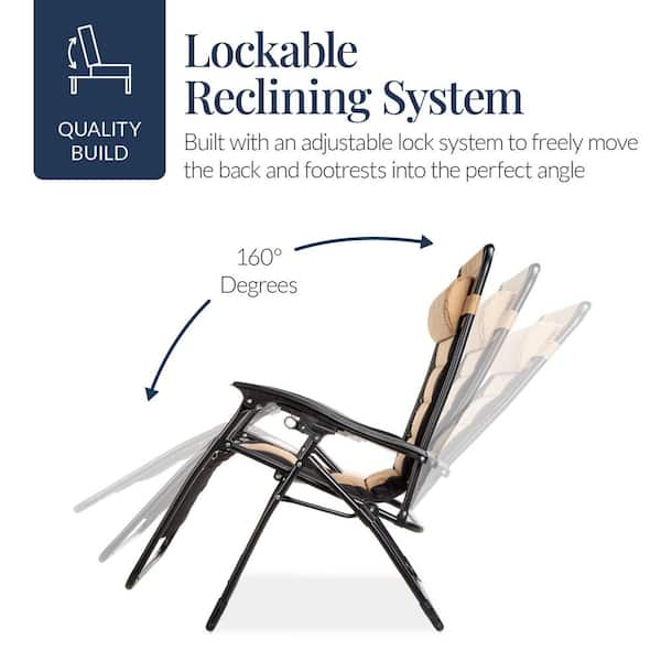 Best Choice Products Oversized Padded Zero Gravity Tan/Black Metal