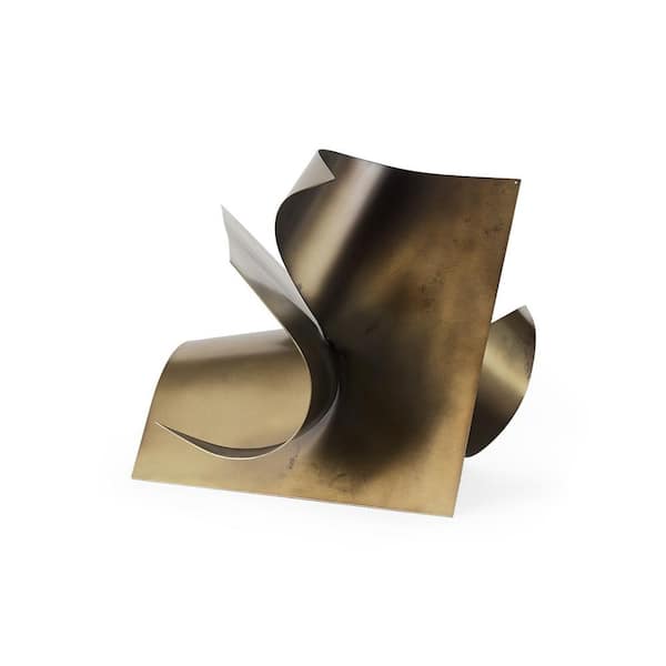 HomeRoots 12 in. Copper Contempo Antiqued Gold Abstract Sculpture