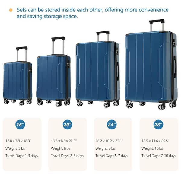Merax 6 or more-Piece Blue Expandable ABS Hardshell Spinner