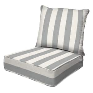 Outdoor Deep Seating Lounge Chair Cushion in Cabana Stripe Stone Grey