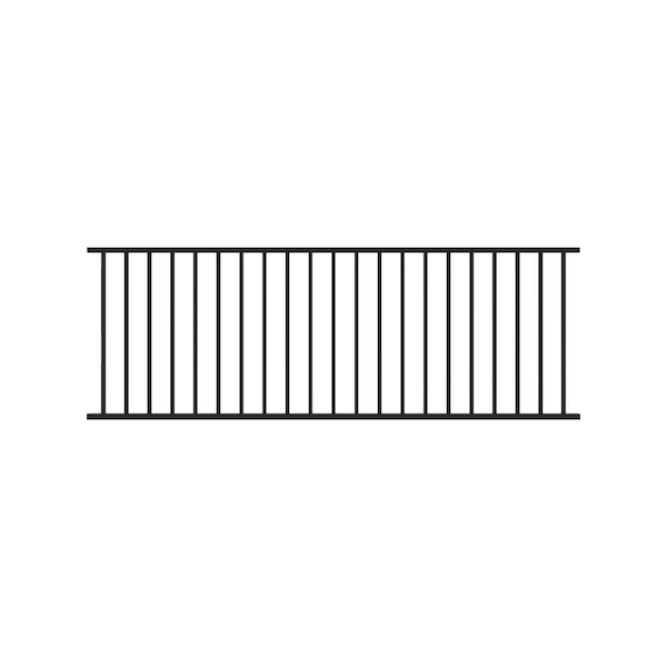 RDI Avalon 8 ft. Aluminum Rail Panel with Square Balusters Level 36 in. Rail Height - Satin Black with Brackets