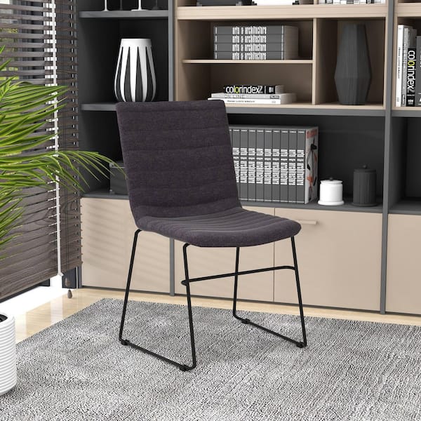 Leisuremod Ergonomic Office Chair Upholstered Guest Side Chair with Powder-Coated Stainless Steel Base Zylar Series in Brown