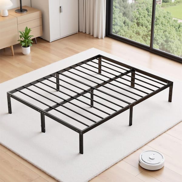 WONDER COMFORT Black Metal Frame King Size Platform Bed Mattress Foundation with Steel Slat Support, No Box Spring Needed