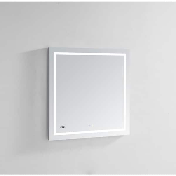 Aquadom Daytona 30.00 in. W x 40.00 in. H Rectangular Frameless Wall Mount LED Light Bathroom Vanity Mirror with Mirror Defogger