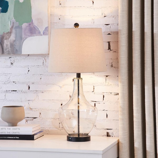 Denver 26 " Glear Glass Bedside Lamp with USB