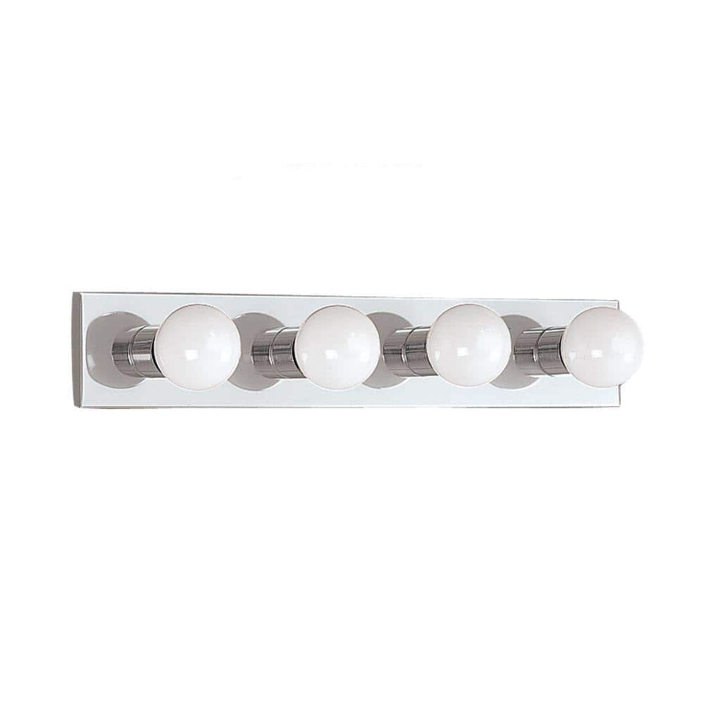 Center Stage 24 in. 4-Light Chrome Traditional Wall Dressing Room Hollywood
