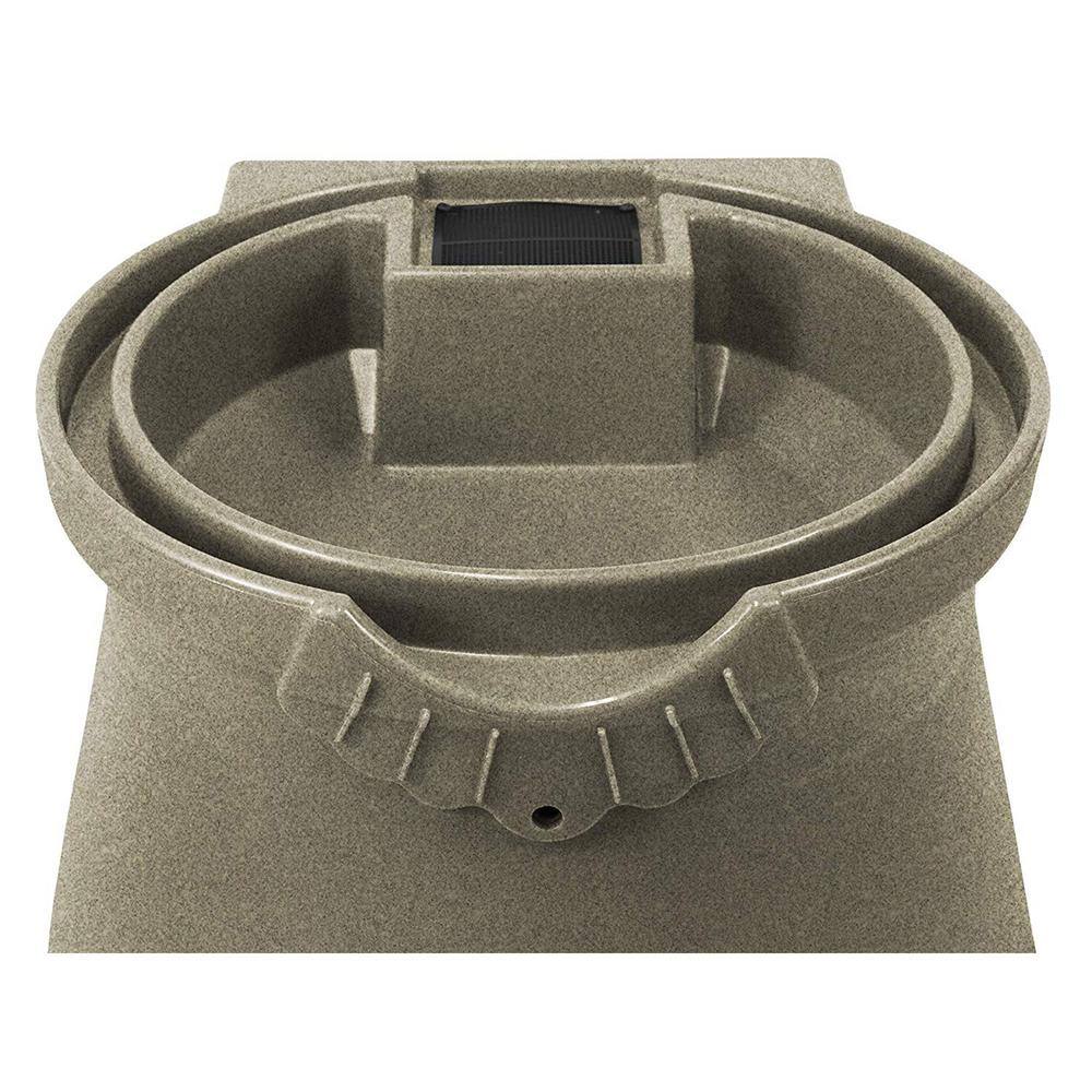 Sandstone Polyethylene 50 Gallon Urn Rain Barrel with Planter