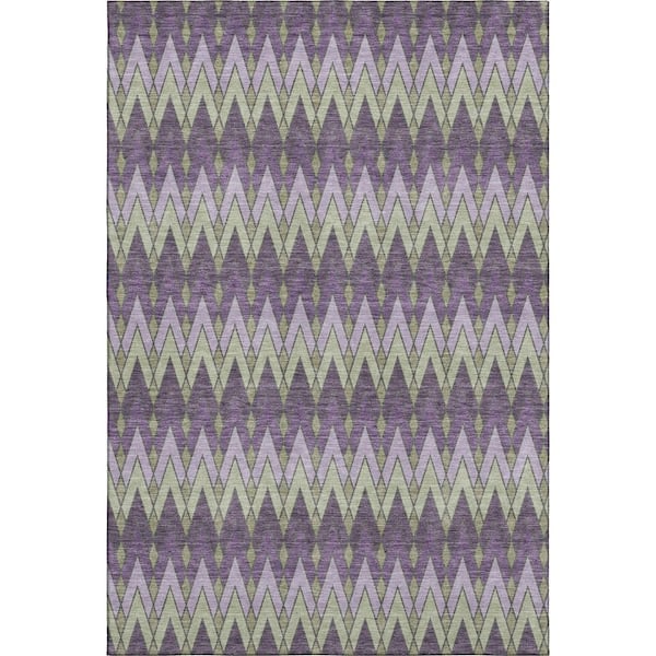 Mayfield Premium Machine Washable Abstract AMF2558 Purple 10 ft. x 14 ft. Area Rug