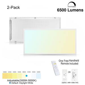 2 ft. x 4 ft. 6500 Lumens Integrated LED Panel Light 3000-5000K Backlit Wireless Dimmable CCT Color Changeable (2-Pack)