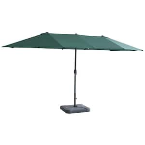 15 ft. Double-Sided Market Patio Umbrella with Large UV-Proof Canopy in Green