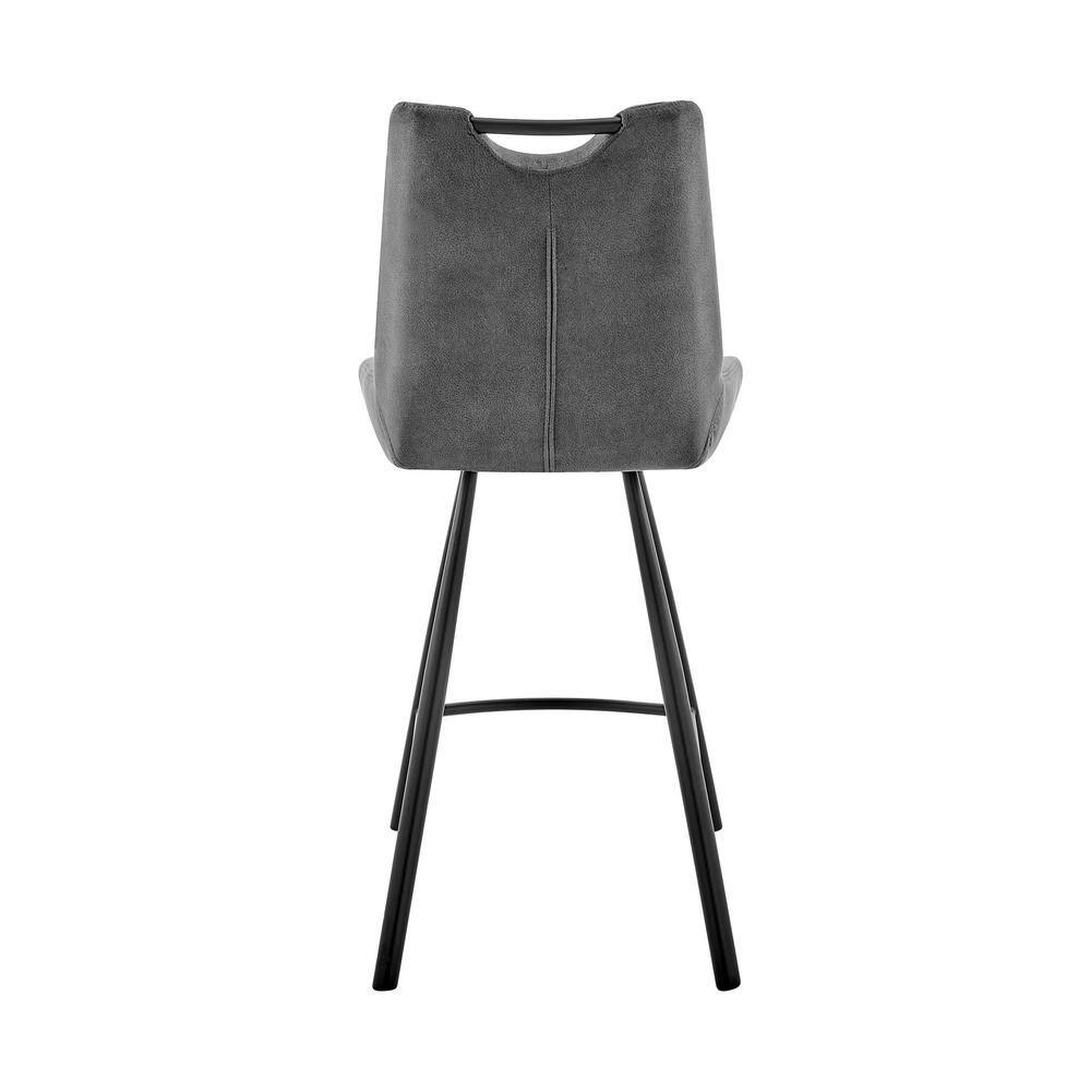 Contemporary Charcoal Fabric and Black Metal Adjustable Bar Stool