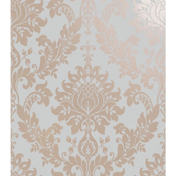 HOLDEN Clara Damask Rose Gold Italian Heavyweight Vinyl Wallpaper