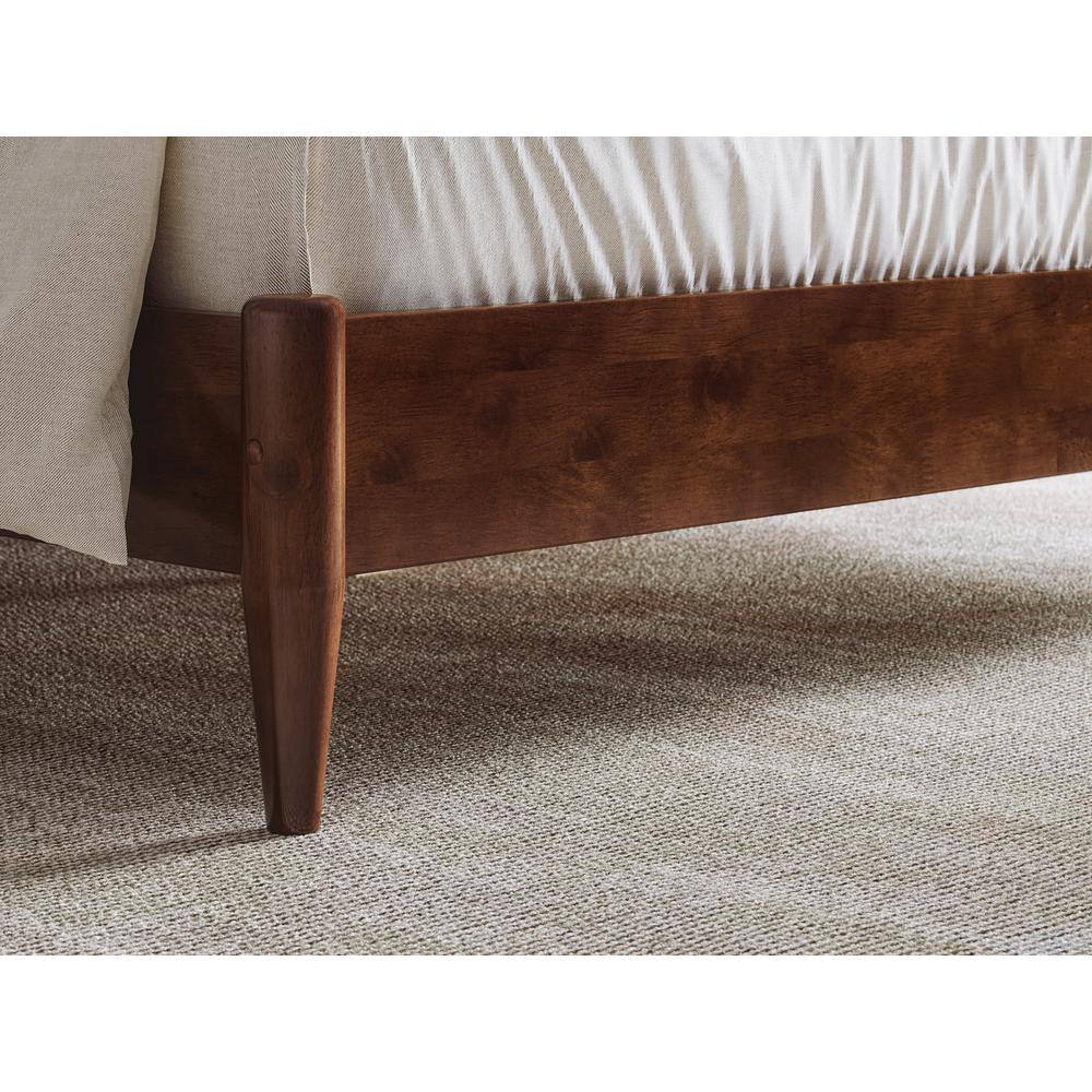Charlotte Full Walnut Solid Wood Platform Bed with Headboard