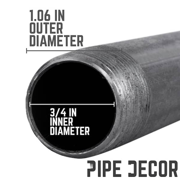 Pipe Decor 3/4” x 4” Malleable Cast Iron Pipe Build Vintage DIY Furniture Industrial Steel Grey Fits Standard Three Quarter Inch Black Threaded Pipes Nipples and Fittings 8 Pack Pre Cut