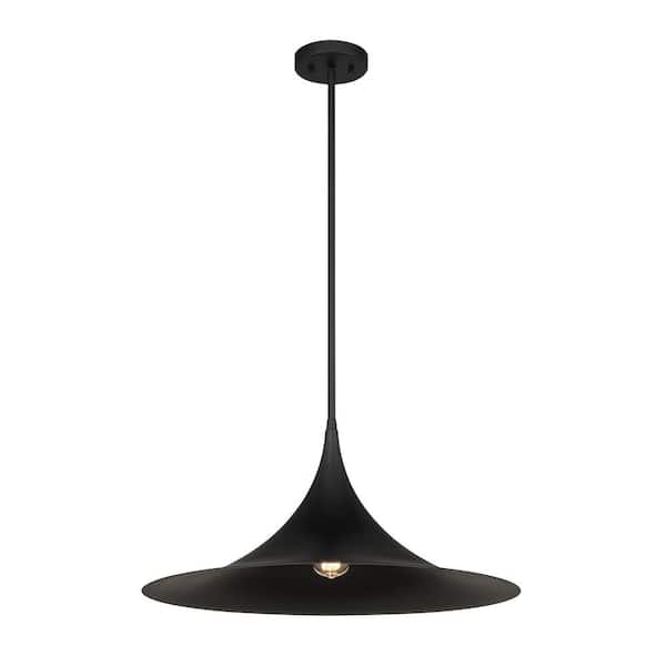 Savoy House Bowdin 60-Watt 1-Light Matte Black Pendant Light, No Bulbs Included