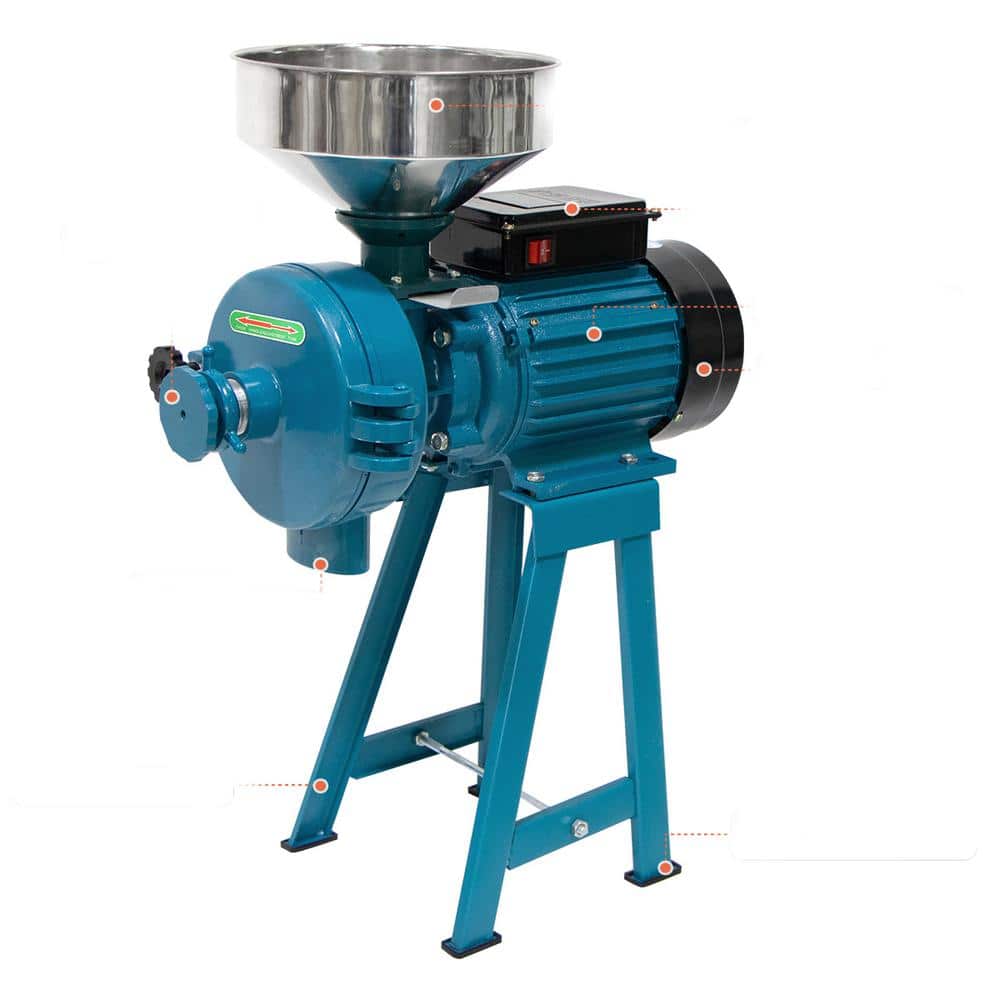 Electric Grain Mill Grinder Dry Wet Grinder 110V 3000W Wheat Grinder Rice Mill with Funnel (Wet Dry Grinder)