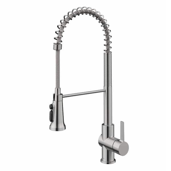KRAUS Britt 2-in-1 Commercial Style Pull-Down Single Handle Water Filter Kitchen Faucet in Spot Free Stainless Steel