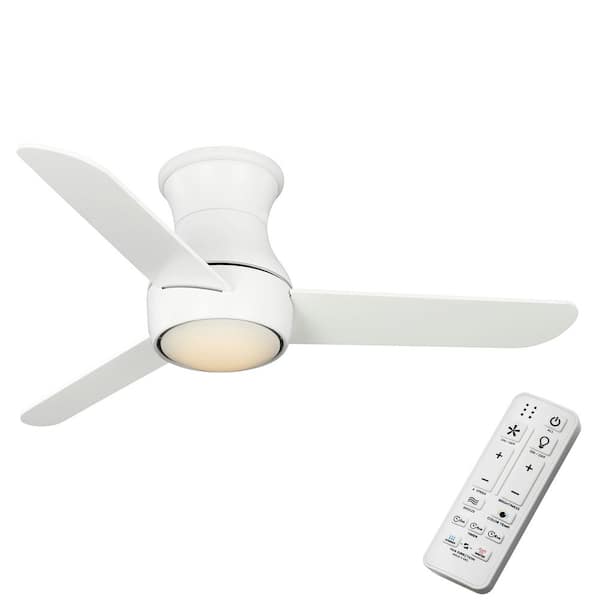Hampton Bay Naderbury 36 in. Indoor/Covered Outdoor Matte White Ceiling Fan with White Color Changing Integrated LED and Remote