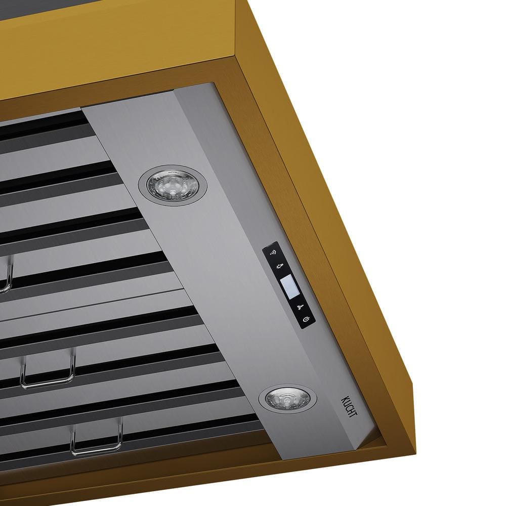 30-Inch Stainless Steel Wall Mounted Range Hood with Gold Trim