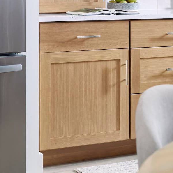 Avondale 24 in. W x 24 in. D x 34.5 in. H Ready to Assemble Plywood Shaker Base Kitchen Cabinet in White Oak