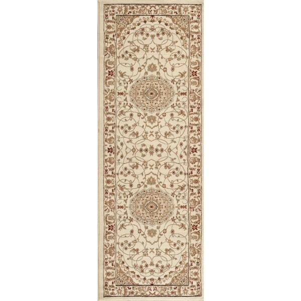 World Rug Gallery Nova Ardebil Ivory 2 ft. 7 in. x 7 ft. 10 in. Indoor Rug Runner