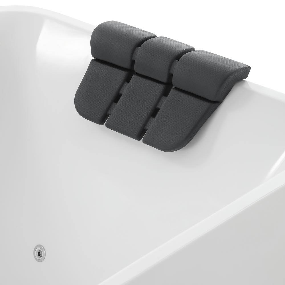 59" White Freestanding Acrylic Whirlpool Bathtub with Faucet