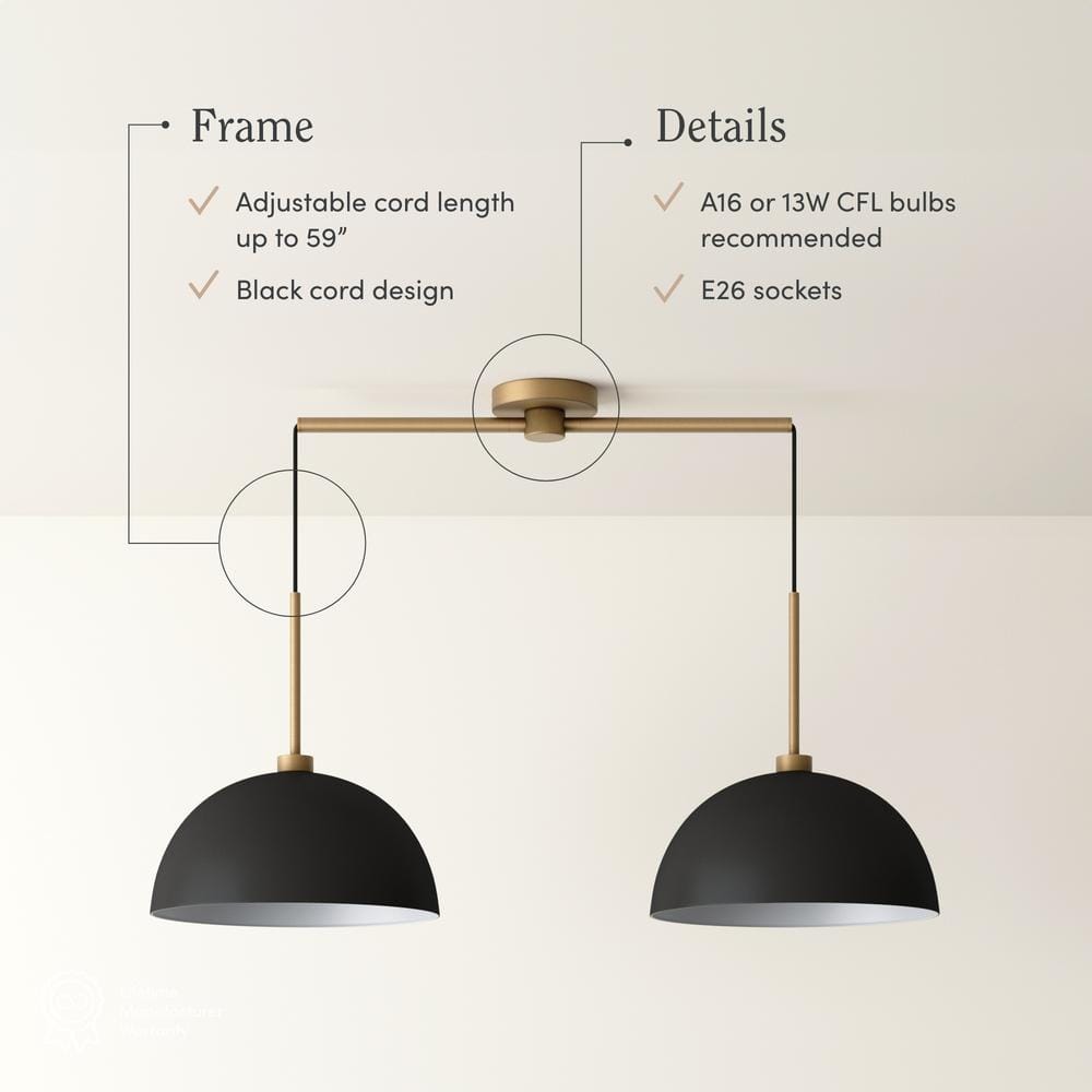 Percy Black and Gold Modern Drum Pendant Light