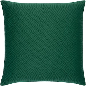 Jillayne Dark Green Solid Hand Woven Texture Polyester Fill 20 in. x 20 in. Decorative Pillow