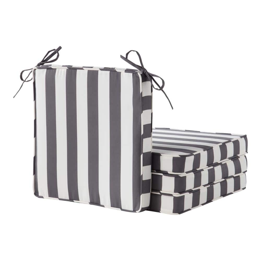 18 in. x 18 in. Canopy Stripe Gray Square Outdoor Dining Seat Cushion (4-Pack) price history on PriceWatchPro