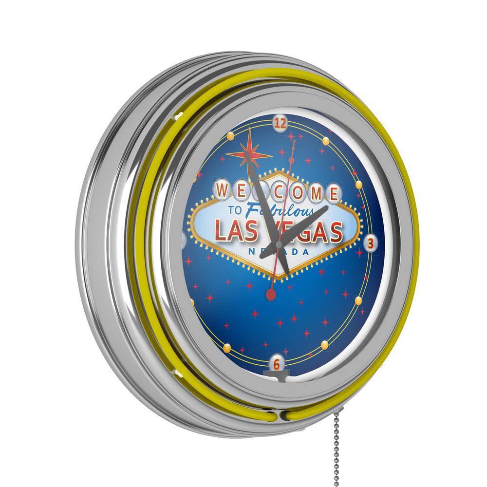 Las Vegas Yellow Fabulous Las Vegas Lighted Analog Neon Clock LV8HD The Home Depot