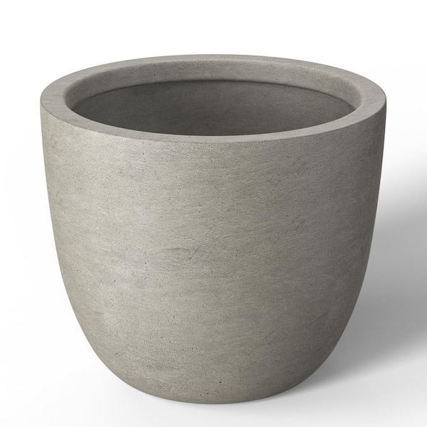 14 in. Large Light Gray Concrete Round planter / Pot with drainage holes