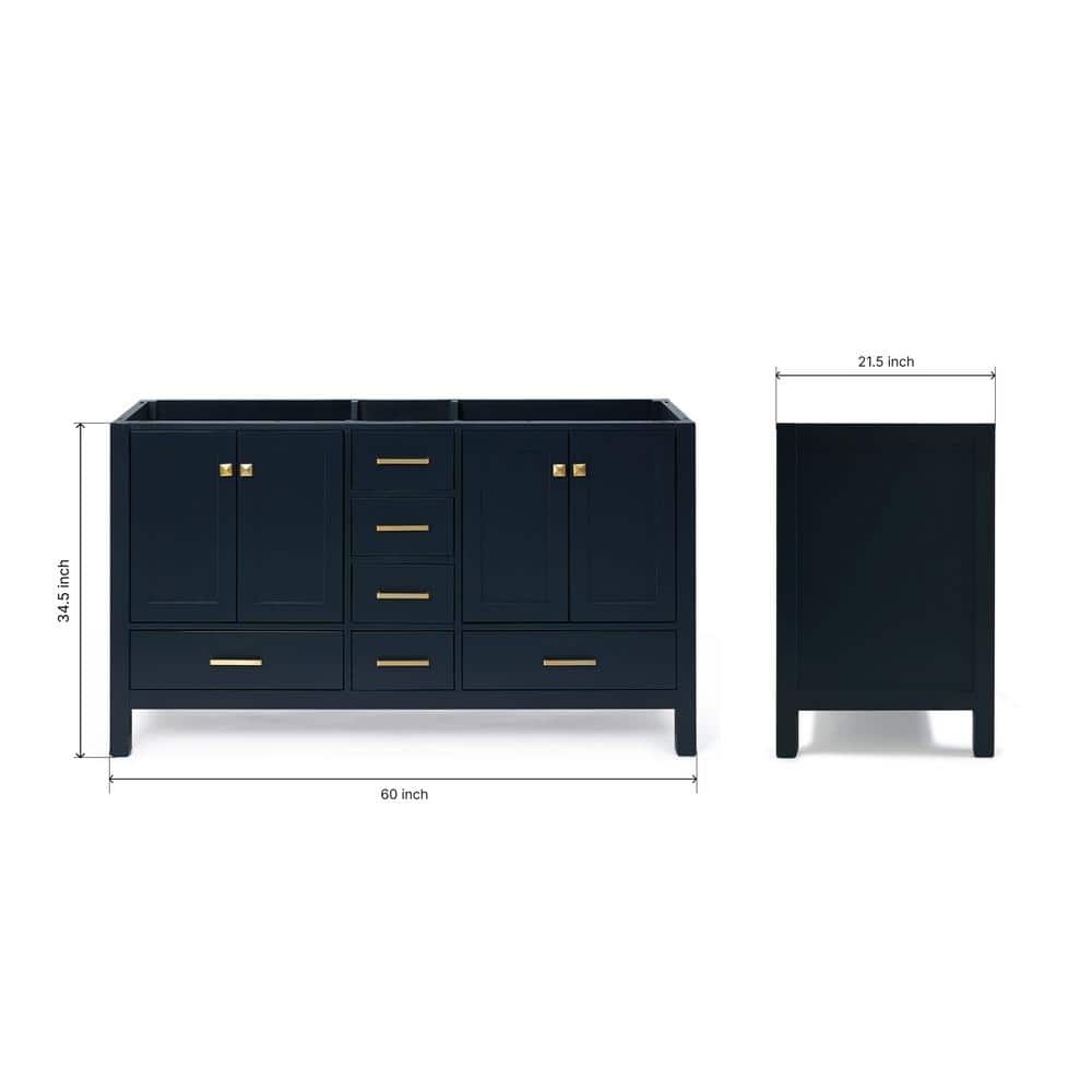 Cambridge Midnight Blue 60" Double Freestanding Vanity Cabinet