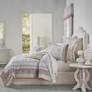 Chelsea Grey Polyester Full 4-Piece Comforter Set