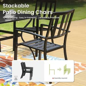 5-Pieces Outdoor Dining Set Patio Furniture 38 in. Round Patio Table with 1 ft. 5 in. Umbrella Hole