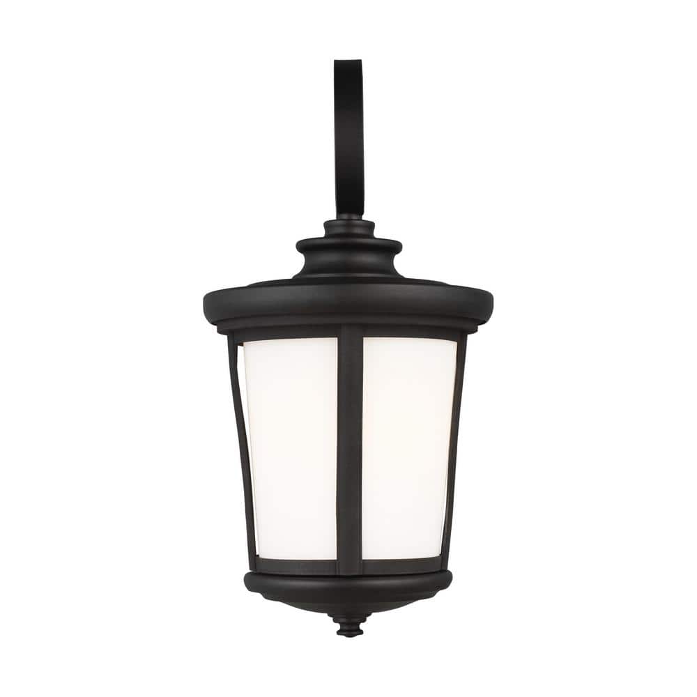 Black Dimmable Outdoor Wall Lantern with Opal Glass Shade