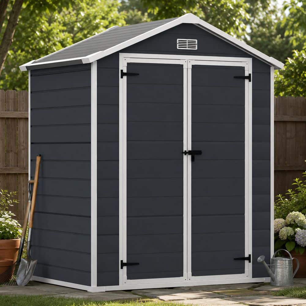 BTMWAY Dark Gray 6 ft. W x 4 ft. D All-Weather Resin Outdoor