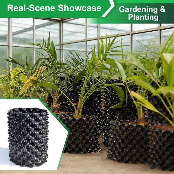 Wellco 6 Pack 5 Gallon Air Pruning Containers-11.81 x 11.81 in. Plastic Nursery Pots for Plants and Gardening
