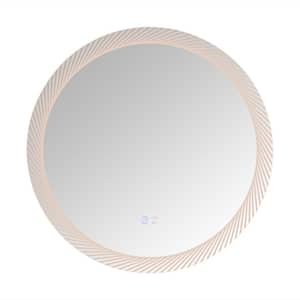 24.00 in. W x 24.00 in. H Bathroom Mirror 3 Color Dimmable LED Vanity Mirror Circle Round Mirror