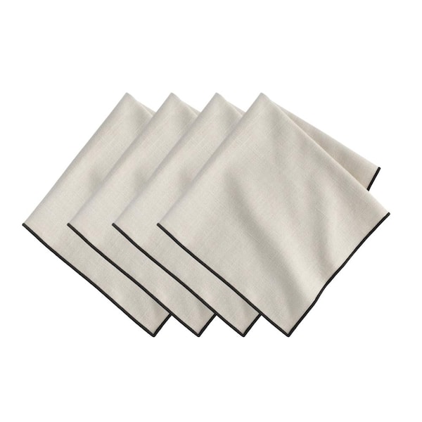 Villeroy and Boch Manufacture Rock Merrow Stitch Cotton Napkin, Set of 4, Taupe - 21"W x 21"L