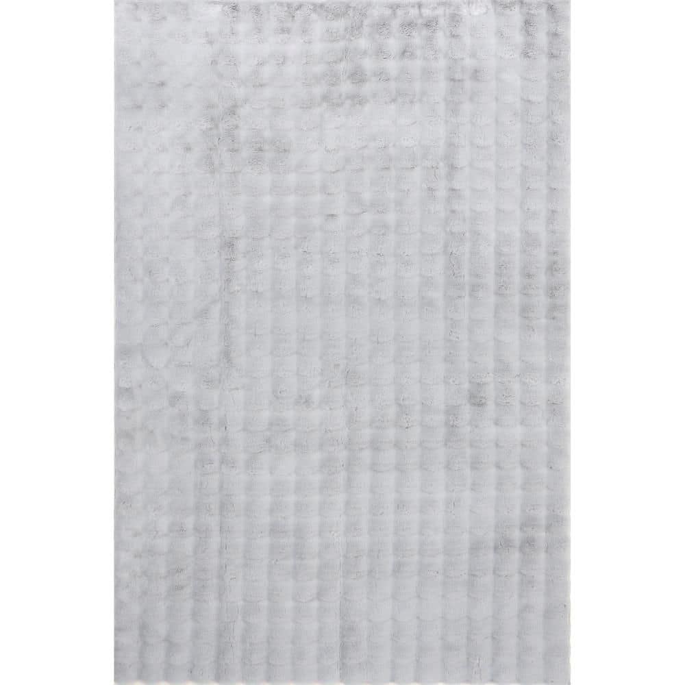 Jeni Solid Faux Rabbit Machine Washable Area Rug Silver 6' ft. x 9' ft. Area Rug price history on PriceWatchPro