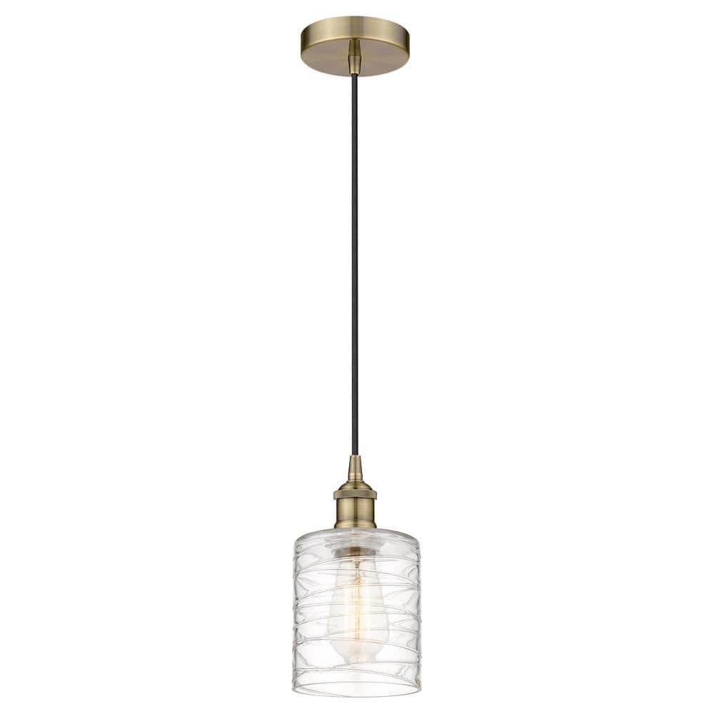 Cobbleskill 60-Watt 1-Light Antique Brass Standard Mini Pendant Light with Clear Glass Shade, No Bulbs Included price history on PriceWatchPro