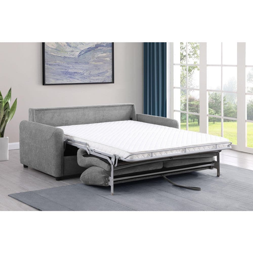 Gray Fabric Queen Sleeper Sofa with Wood Frame