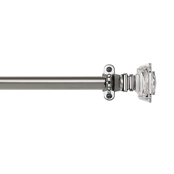 Innovative Brighton 48 in. - 86 in. Adjustable 3/4 in. Single Wrap Around Curtain Rod in Crystal Brighton Finials