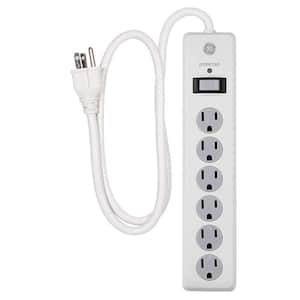 6-Outlet Surge Protector with Twist-to-Lock Covers and 3 ft. Extension Cord, White