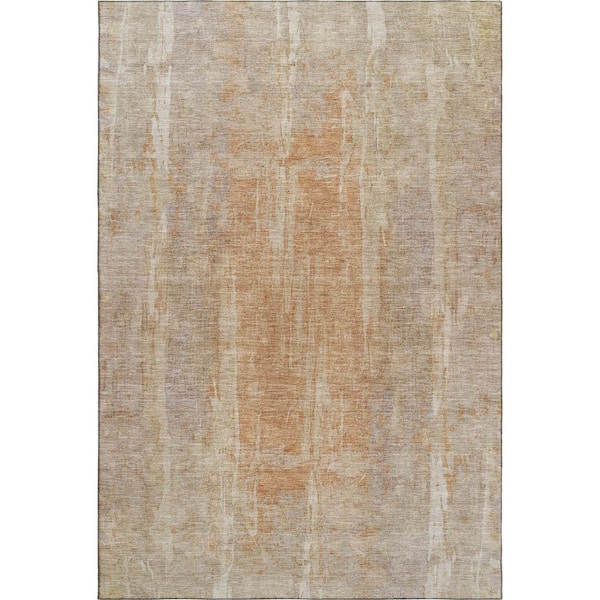 Mayfield Premium Machine Washable Abstract AMF2309 Khaki 9 ft. x 12 ft. Area Rug