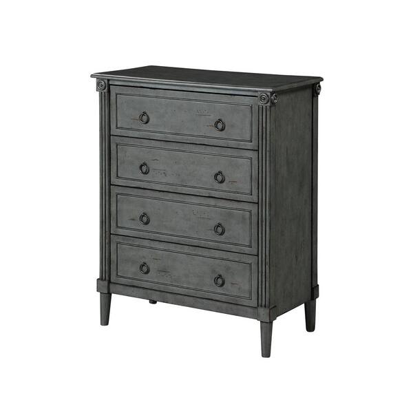 Furniture of America Elani 4-Drawer Antique Gray Chest of Drawers (36 in. H x 30 in. W x 15.5 in. D)