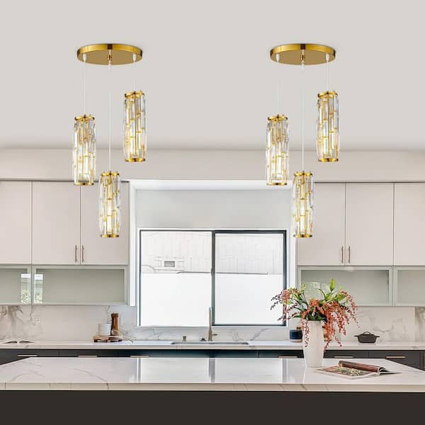 ZHLWIN Home Lighting ‎40-Watts 3-Light Gold Fixture Mini Crystal