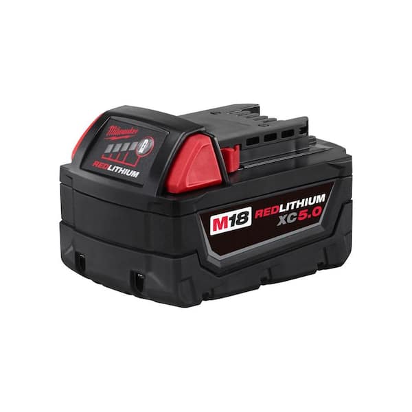 milieu tank Ronde Milwaukee M18 18-Volt 5.0 Ah Lithium-Ion XC Extended Capacity Battery Pack  48-11-1850 - The Home Depot