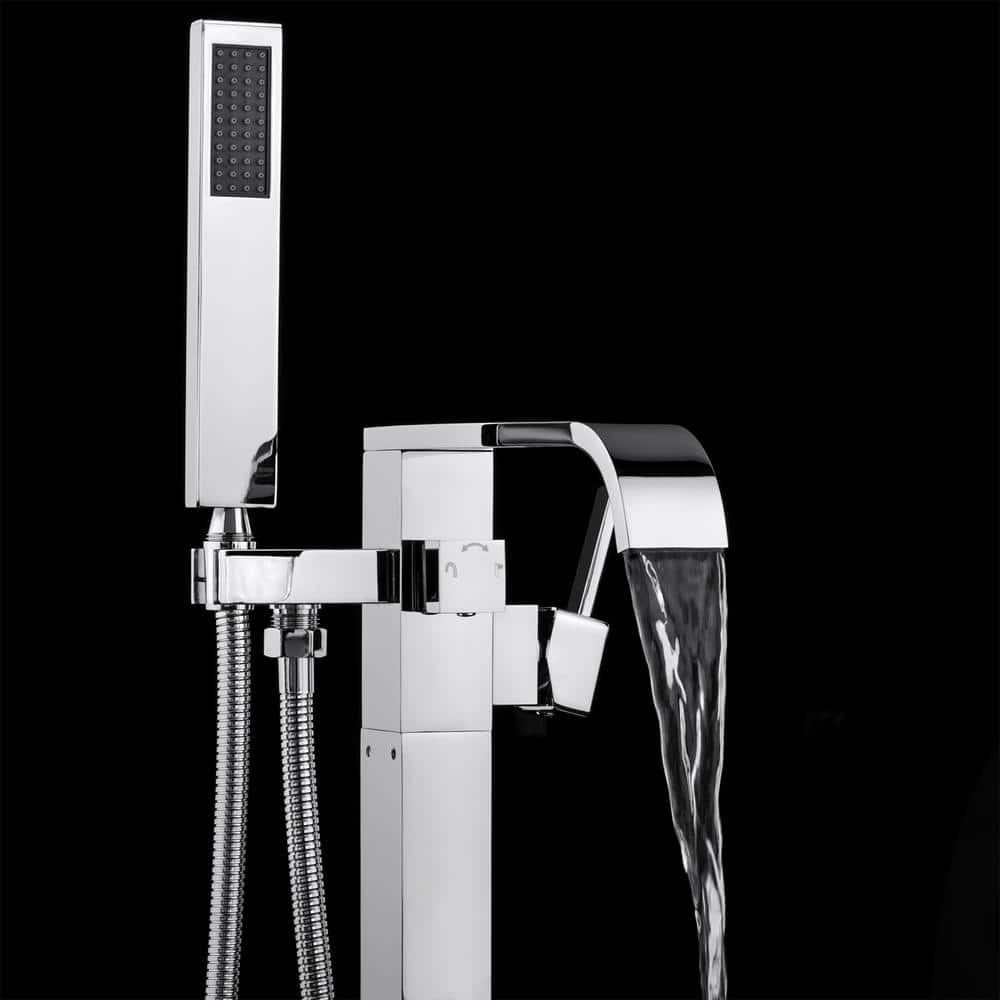 AKDY 34" Chrome Freestanding Bathtub Faucet with Handheld Shower